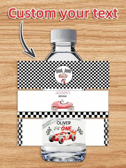Etiquetas personalizadas para botellas de agua, pegatinas de estilo único de carreras, 10/20/30 piezas de pegatinas para botellas de agua, 21x5cm/8x2", nombre personalizado, texto, fecha y varios tipos de letra para pegatinas de botellas de agua, adecuadas para carreras, fiestas de coches, cumpleaños, bodas y otras ocasiones, actividades artísticas para estudiantes, pegatinas de papel tapiz, recuerdos para adultos