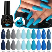 FOUR LILY 10ml Blue Gel Nail Polish, French Nail Gel Polish, Soak Off UV Light Cure Gel Polish, Art Design Manicure Salon DIY Salon Gel - Multicolor - View 1
