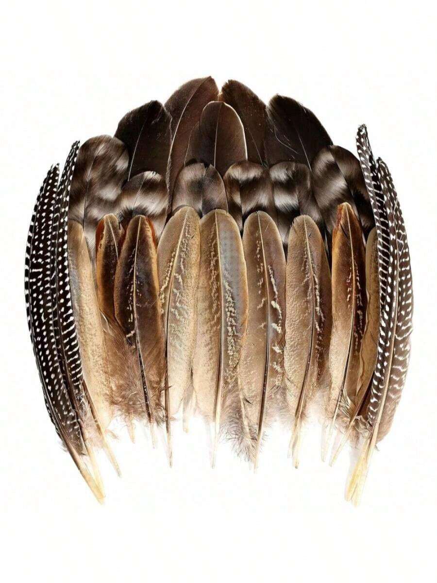 24pcs/4 Styles Natural Spotted Feathers, 6-8 Inches, Bulk Craft Supplies For Clothing, Jewelry, DIY Decoration