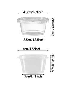 50 个带盖迷你一次性酱汁杯 - 透明分量控制容器，用于调味品、沙拉酱、果酱、餐食准备 - 非常适合家庭、餐厅和野餐 - 彩色 - 查看 3