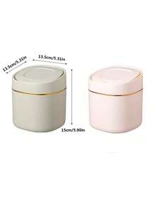 1PC Nordic Mini Tabletop Trash Can Household Kitchen Desk Trash Can With Lid Press Lid Debris Storage Clean Bin - Multicolor - View 10