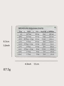 Basic Living BASIC LIVING Stainless Steel Measure Equivalents Magnet,Stainless Steel Refrigerator With Magnetic Scale Plate Baking Unit Conversion Reference Table Measuring Cup Measuring Spoon Accessories