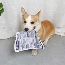 1pc Interactive Black-And-White Plush Newspaper Chew Toy, Letter Pattern Suitable For Pet Dogs Of Various Sizes - Multicolor - View 7