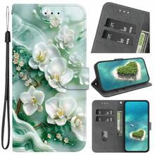 Funda de teléfono con estuche para tarjetas de piel sintética con tapa magnética con patrón de magnolia para Galaxy A12 A13 A14 A15 A16 A03 Core A04E A05s A06 A21S A22 5g A20e A23 4G A25 A26 A31 A32 5G A33 A34 A35 A36 A40 A40 A41 A50 A51 A52s A53 A54 A55 A56 A70 A71 4G - Multicolor - Ver 3