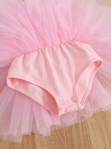 1pc Girls Lovely Elegant Princess Sweet School Ballet Tulle Flounce Strappy Tutu Dress, Costume For Party, Birthday, Beach Holiday, Dance Performance, All Season - Pink - View 7