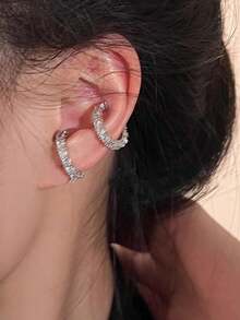 2 Pieces Of Rhinestone Ear Clips As Holiday And Date Gifts For Women - Silver - View 1