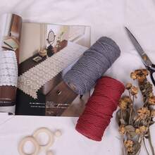 Hilo De Algodón Natural Para Macramé, 4mm X 100m, Cuerda - Burdeos - Ver 2