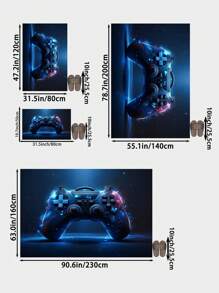 1 Stuk Blauw Afstandsbediening Thema Jongenskamer Spel Tapijt, Geschikt Voor Spel Kamers, E-Sports Kamers, Spel Bediening Gebied Tapijt, Speler Slaapkamer Woonkamer Deurmatten, Oefen Tapijten, Cyberpunk Ontwerp Binnen Gebied Tapijten, Geschikt Voor Het Decoreren Van Geschenken In Tiener- En Volwassenenkamers. Anti Slip En Anti Fouling, Geschikt Voor Gebruik In Alle Seizoenen En Vakanties.