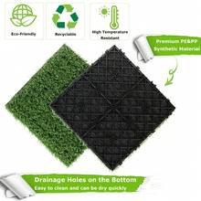 1PC/4PCS Artificial Grass Turf Tile, 12 X 12 Inch Interlocking Deck Tiles Turf Squares Fake Grass Mat For Pet, Dogs, Patio, Balcony Apartment Indoor Outdoor Flooring Decor Grass Turf Rug - Multicolor - View 5