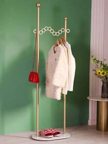 Clothes Hanger Rack, Indoor Home Entryway Bedroom Living Room Lobby Studio Use, Marble & Metal Material, Minimalist Design - Gold - View 3