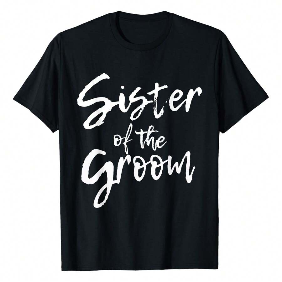 Matching Bridal Party For Family Sister Of The Groom T-Shirt Women's Plus Size Graphic Tee - màu đen - Xem 1