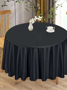 1 Stück schwarze runde Satin-Tischdecke, elegante Hochzeitstischdecke mit gefalteter Kante, Durchmesser 145/180/200/228 cm Polyester-Tischdecke, Hochzeitsdekoration, Verlobungsfeier-Zubehör, Brautparty-Tischdekoration, Bankett-Tischzubehör, 1. Geburtstags-Party-Dekoration, Baby-Shower-Zubehör, Gender-Reveal-Party-Dekoration, Innen- und Außenveranstaltungsdekoration, Picknick-Zubehör, Feiertagsparty-Zubehör, tägliche Heimdekoration, Küchenzubehör, Tischdekor