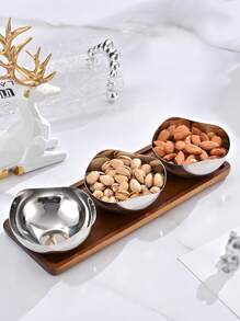 1 Stück exquisite Edelstahl Blütenblatt Obstplatte, elegantes hochwertiges Vorspeisen/Snack Serviertablett für den Wohnzimmerkaffeetisch