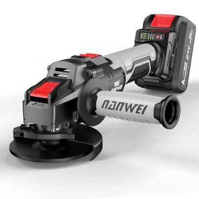 1 件角磨机，无刷电动打磨工具，3 档速度调节，带砂轮、切割轮、防护罩、切割、抛光、男士工作设备。送给丈夫和家人的完美礼物。
