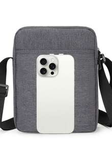 Men's Casual Shoulder Bag, Youth Fashion Crossbody Bag, Large Capacity Messenger Bag With Phone & Coin Pocket - Grey - View 6