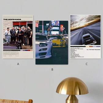 1 pieza/Set de 3 piezas Pósteres de lienzo de moda moderna. Póster de escena nocturna de carreras callejeras de Tokio. Póster de álbumes de lienzo. Ideal para oficina, hotel, dormitorio, sala de estar, pasillo, decoración de pared de garaje. Impresiones de arte de pared de lienzo de moda. Ideal para entusiastas de la estética y el entretenimiento del hogar. SIN marco/Enmarcado