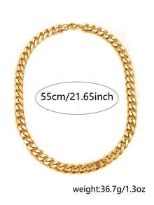 1 chiếc vòng cổ bằng thép không gỉ 6 mặt đánh bóng, vòng cổ dây xích dày cá nhân hóa phong cách Hip-Hop mạnh mẽ dành cho nam - Vàng - Xem 5
