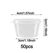 50 个带盖迷你一次性酱汁杯 - 透明分量控制容器，用于调味品、沙拉酱、果酱、餐食准备 - 非常适合家庭、餐厅和野餐 - 彩色 - 查看 13