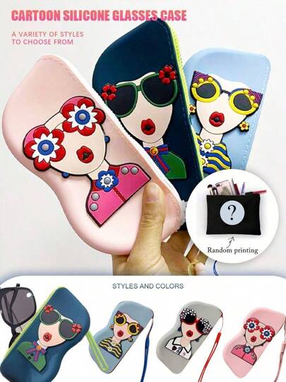 1/2pcs A Silicone Glasses Case For Storage, Featuring A Handle For Hanging, Suitable For Travel And Portable Use. It Is Waterproof And Shockproof, Designed To Keep Glasses And Regular Glasses Dust-Free,Ideal Fashion Glasses Storage Accessories