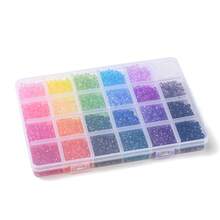 1 hộp có 24 ngăn, khoảng 240 hạt/màu 4mm và 110 hạt/màu 6mm hạt đinh tán Acrylic trong suốt, thích hợp làm đồ trang sức như vòng tay, vòng cổ - Nhiều màu - Xem 2