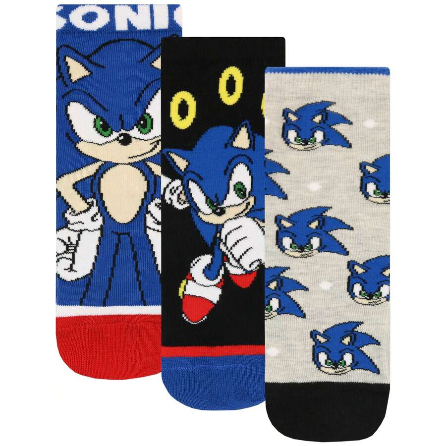 SONIC THE HEDGEHOG Socks Set (3 Pack) |  Boys' Sock Multipack | Kids' Socks - Multicolor - View 1