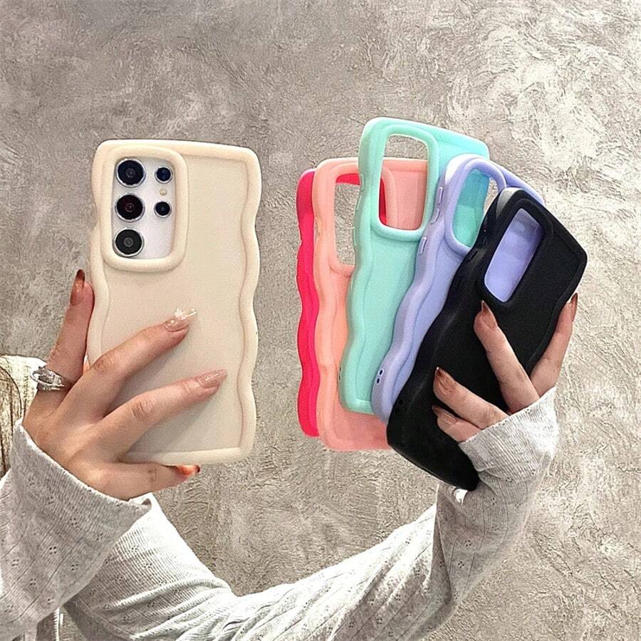 6pcs Plain Color Big Hole Phone Cases - Compatible With Samsung Galaxy S25 S24 S23 S22 S21 Ultra Models - Shockproof - Multicolor - View 1