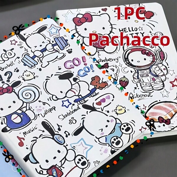 Sanrio 1 pieza. Cuaderno de tapas duras con líneas y portada gruesa A5 con diseño impreso de Pacha, el perro de Sanrio, útiles escolares, de vuelta a clases