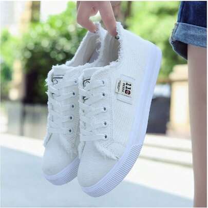 Chaussures en canevas pour femmes, printemps/été 2025, baskets décontractées basses, chaussures de sport plates pour étudiantes