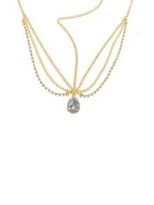 1 件波西米亚风仿水晶额头吊坠头饰，泪珠头链发饰，新娘发饰