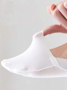 1/4/8 Pairs Women's Big Size Available Soft Nylon Solid Bottom Low Cup Invisible No Show Socks With Non-Slip Gel Heel, Suitable For Daily Use