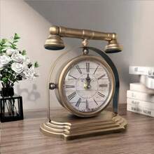 Vintage Iron Retro Painted Desk Clock, Decorative Table Clock, Retro Home Decor Clock, Living Room Bedroom Office Decor Clock, Minimalist Fashion Desk Clock, Silent Desk Clock Accessory Room Decor