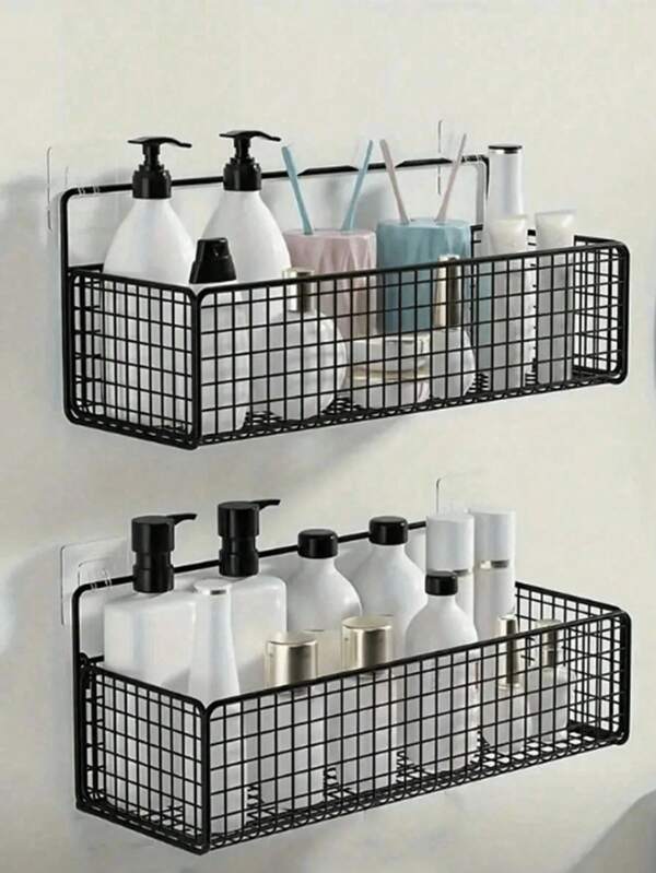 1 pièce Étagère de rangement murale pour la salle de bain, sans meuble de salle de bain, panier de rangement multifonction, organisateur de shampooing et gel douche, accessoires de salle de bain, rangement de salle de bain, décoration de meubles
