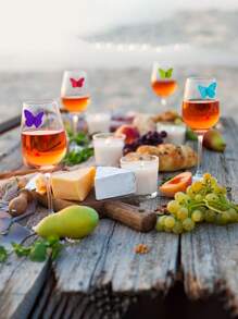 3D Magnetic Reusable Drink Markers, Silicone Butterfly Wine Glass Charms, Large Butterfly Identifiers, Ring Butterfly Markers, Reusable Cocktail Party Beverage Identifiers, Suitable For Wedding, Birthday Party, Bar Gathering, Drink Accessories, Fun Party Decor, Wedding Supplies, Entertaining Tabletop Decoration, Durable Party Favors