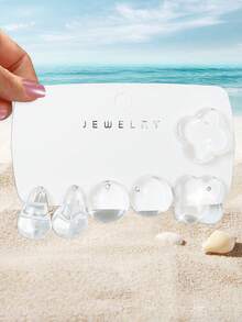 9pcs/Set Transparent Acrylic Stud Earrings - Clear - View 10