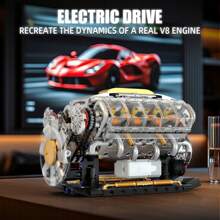 Creative Supercar V8 Engine Building Block Toys, Puzzle Engine Ornaments, Desktop Display Models, Create Your Own MOC Mini V8 Engine Toys, Birthday Gifts, Building Block Toys 692PCS