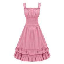 Vestido medieval sin mangas de estilo renacentista, época victoriana y gótica steampunk para mujer, inspirado en la moda europea y americana - Rosa - Ver 3