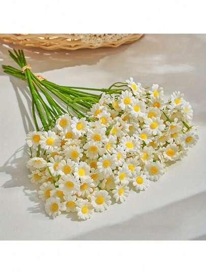 Conjunto de 6 ramos con 60 cabezas de margaritas artificiales - Flores artificiales blancas y amarillas, perfectas para el Día de San Valentín, Día de la Madre, Pascua, temporada de bodas y decoración del hogar DIY, exhibición de flores para días festivos | Ramo decorativo de margaritas, decoración de otoño