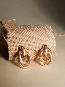 1 par de pendientes de aro de aleación de zinc de moda para mujeres para decoración diaria