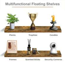 2 Pack Floating Shelves For Wall - 2 Long 35 X 9 Inch Floating Shelves For Bedroom, Kitchen, Living Room, Bathroom Shelves, Home Decor, Farmhouse - Wall Mounted Floating Shelves - Walnut - View 6