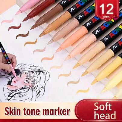 Marcadores acrílicos 24/12 cores, conjunto de canetas marcadoras para colorir, secagem rápida, resistente ao desbotamento, perfeito para pintura, ilustrações, arte artesanal, temporada de volta às aulas para livros de colorir e outros projetos "faça você mesmo", adequado para papel, tecido, madeira, pedras, plástico, vidro, cerâmica, abóboras, metal, etc., canetas marcadoras de tinta acrílica para estudantes e adultos, Páscoa, Ação de Graças, Halloween, presentes de Natal