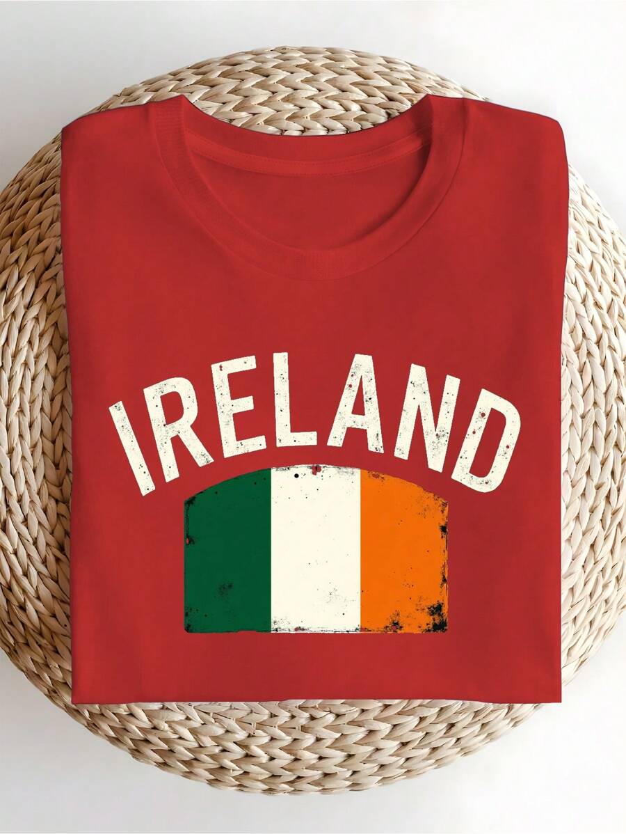 IRELAND With Irish Flag Design Pure Cotton Women's Fashion T-Shirt
