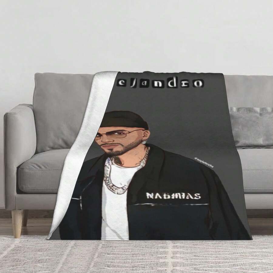 Rauw Alejandro Cosa Nuesra Prin Vinage Casual Fashion Hip Hop  (11) Fleece Blanke Ravel Blanke Super Sof Decoraive Paining Blanke - Black - View 1