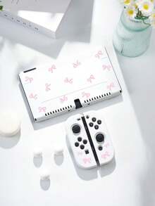 1pc Pink Bow Design Protective Case/Transparent Glitter Protective Shell, Compatible With Switch 2 (2025), Switch 2/Switch NS/Switch OLED/Lite, Accessories Compatible With Switch Console, Full Set Package, Storage Case, Card-Holding Base Case, Best Gift Compatible With Switch Players - Multicolor - View 9