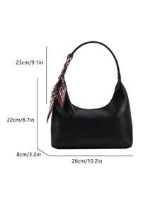 1 pièce Sac d'aisselle minimaliste noir avec écharpe, sac à épaule pour femme