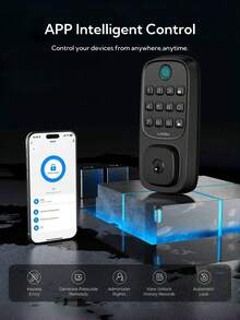 Fingerprint Keyless Entry Door Lock With 2 Handle Set, WiFi Smart Door Lock For Front Door, Fingerprint, App Remote Control, Keypad Deadbolt Lock, Anti Peeking Password, Easy Installation