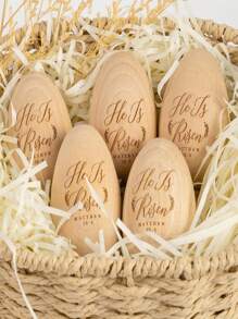 Easter Egg Decor, Wooden Decorations For Home, Tier Tray, Centerpiece Table Top, Easter Gifts Religious For Adult, Church, Christian Basket Stuffers, Egg Fillers (He Is Risen)