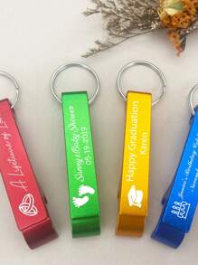 Random Color Customized Text Logo Creative Beer Bottle Opener Keychain Bottle Opener, Gift For Father