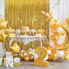 2 pièces Décoration pour fête d'anniversaire, gland à paillettes dorées ondulées, convient pour les festivals, les fêtes, les décorations, les arrière-plans photo, les décorations de fête, les fournitures de fête