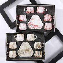 陶瓷浓缩咖啡杯套装，适合饮用浓缩咖啡或土耳其咖啡，杯子，咖啡杯，阿拉伯咖啡杯，餐具套装，陶瓷杯，浓缩咖啡杯套装 - 三角杯碟 - 查看 7