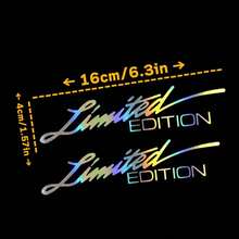 2pcs Limited Edition Reflective Car Stickers - Laser Cut Adhesive PVC Bicycle Stickers With English Letters - Disposable Use Vehicle Decals For Bumper And Windows - one-size - View 2